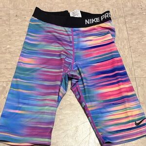 Nike Multicolor Striped Training Shorts with Black Waistband